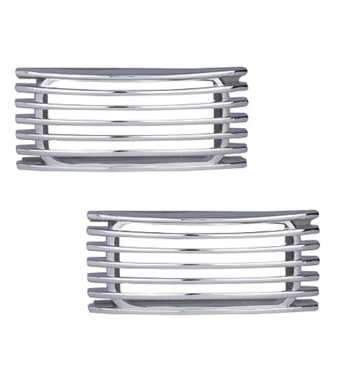 Set Of 2 Stylish Car Side Lamp/Indicator Rim Sticker Grill/Jali Type Chrome Finishing Silver Cover Auto Car Exterior Accessories (Multicolor)