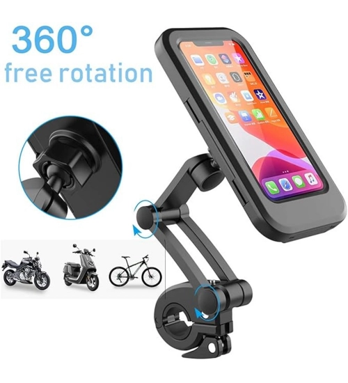Phone Mount Waterproof Cell Phone Holder 360° Rotation (Black)