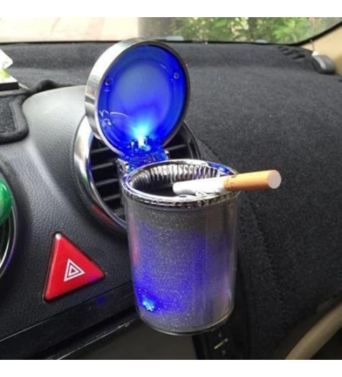 Designer Car Ash Tray Ashtray With Blue Led Light & Rainbow Colors (Multicolor)