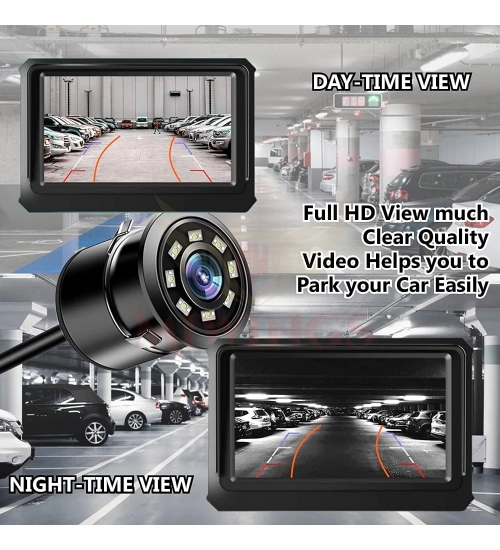 Car Rear View Backup Camera 170 Wide Angle Hd Cmos Auto Parking Assistance Reverse (Black)