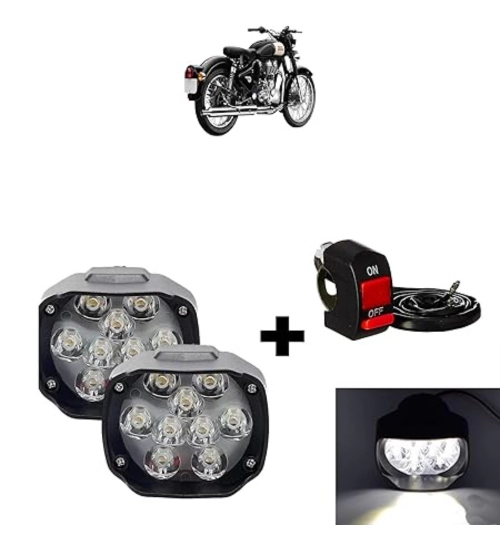 Set Of 2 Shilon 9 Led Waterproof On/Off Switch For Bikes (Black)