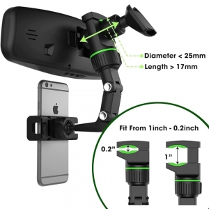 Generic Universal Clip Cell Phone Holder Multi-Joint Flexible Adjustment For Car Rear View Mirror Back Seat Video Stand (Black)