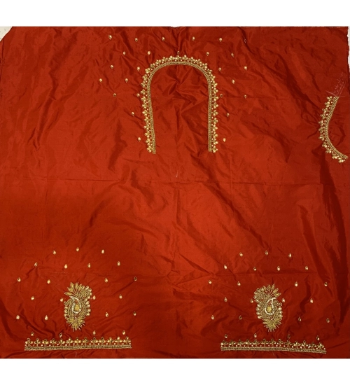 Women's Cotton Silk Self Design Unstitched Blouse Piece (Red, 80-100 cm)