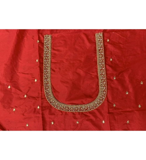 Women's Cotton Silk Self Design Unstitched Blouse Piece (Red, 80-100 cm)