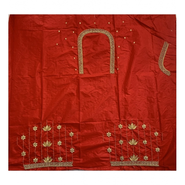 Dropship Women's Cotton Silk Self Design Unstitched Blouse Piece (Red, 80-100 cm)