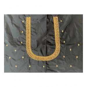 Generic Women's Cotton Silk Self Design Unstitched Blouse Piece (Black, 80-100 cm)