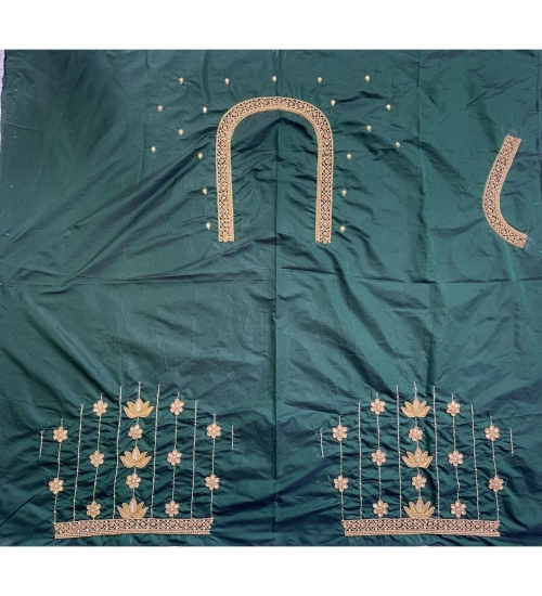 Women's Cotton Silk Self Design Unstitched Blouse Piece (Dark Green, 80-100 cm)