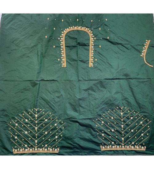 Women's Cotton Silk Self Design Unstitched Blouse Piece (Green, 80-100 cm)