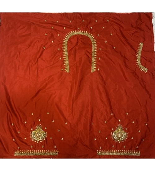 Women's Cotton Silk Self Design Unstitched Blouse Piece (Red, 80-100 cm)