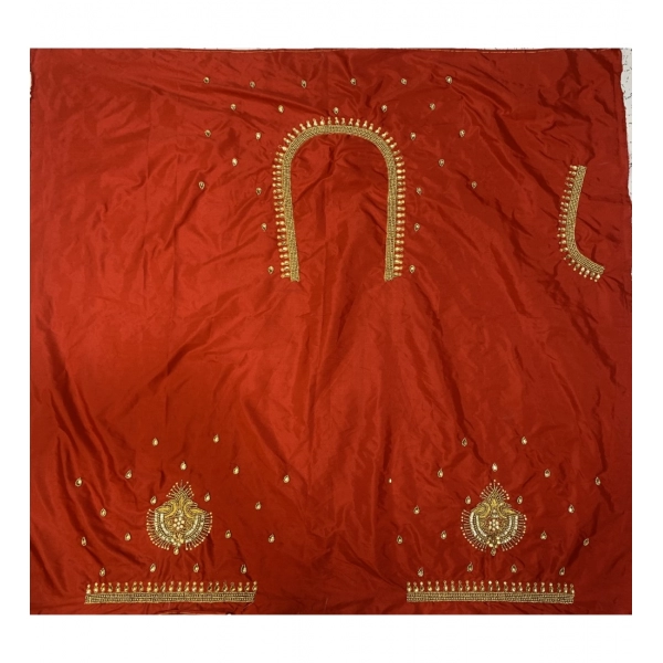 Dropship Women's Cotton Silk Self Design Unstitched Blouse Piece (Red, 80-100 cm)