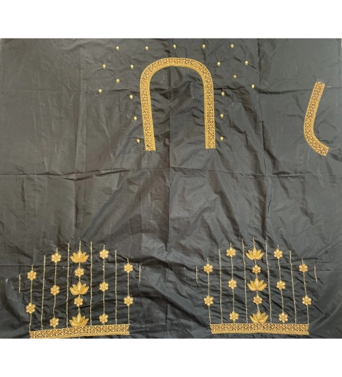 Women's Cotton Silk Self Design Unstitched Blouse Piece (Black, 80-100 cm)