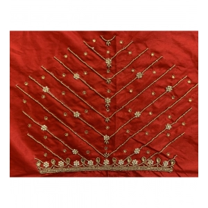 Generic Women's Cotton Silk Self Design Unstitched Blouse Piece (Red, 80-100 cm)