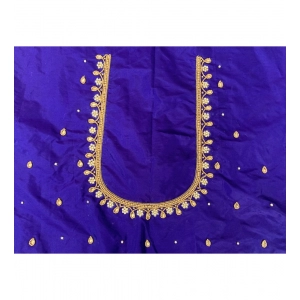 Generic Women's Cotton Silk Self Design Unstitched Blouse Piece (Blue, 80-100 cm)