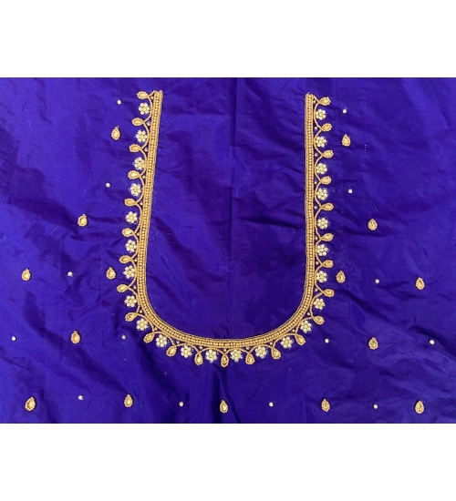 Women's Cotton Silk Self Design Unstitched Blouse Piece (Blue, 80-100 cm)