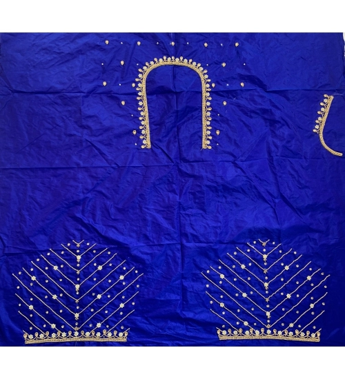 Women's Cotton Silk Self Design Unstitched Blouse Piece (Dark Blue, 80-100 cm)