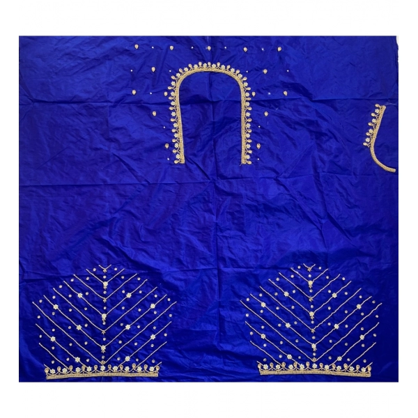 Dropship Women's Cotton Silk Self Design Unstitched Blouse Piece (Dark Blue, 80-100 cm)