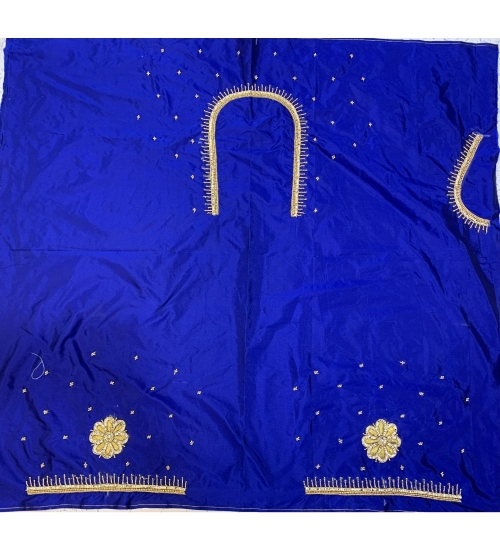 Women's Cotton Silk Self Design Unstitched Blouse Piece (Blue, 80-100 cm)