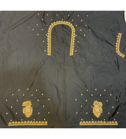 Women's Cotton Silk Self Design Unstitched Blouse Piece (Grey, 80-100 cm)