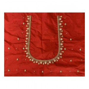 Generic Women's Cotton Silk Self Design Unstitched Blouse Piece (Red, 80-100 cm)
