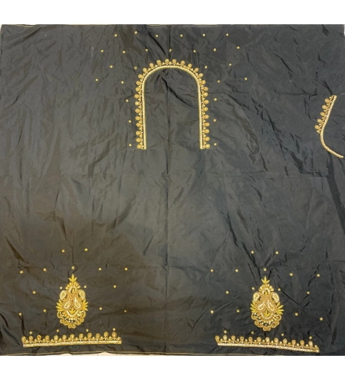 Women's Cotton Silk Self Design Unstitched Blouse Piece (Black, 80-100 cm)