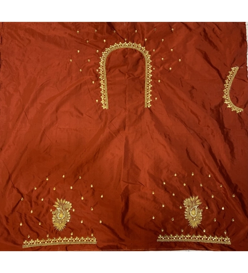 Women's Cotton Silk Self Design Unstitched Blouse Piece (Maroon, 80-100 cm)