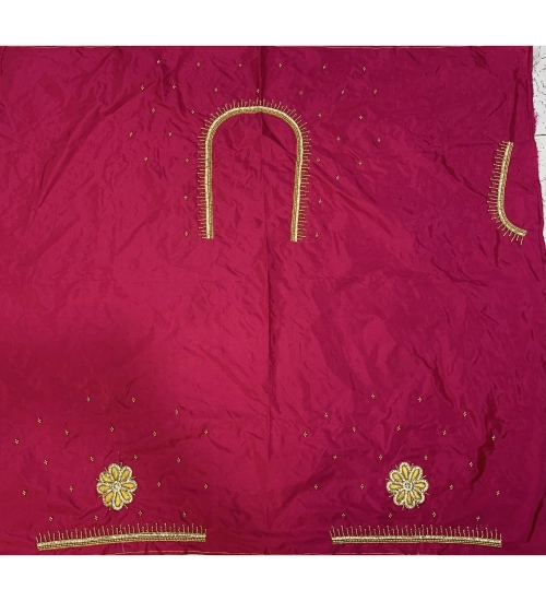 Women's Cotton Silk Self Design Unstitched Blouse Piece (Pink, 80-100 cm)