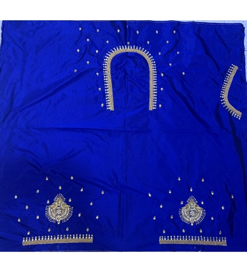 Women's Cotton Silk Self Design Unstitched Blouse Piece (Blue, 80-100 cm)