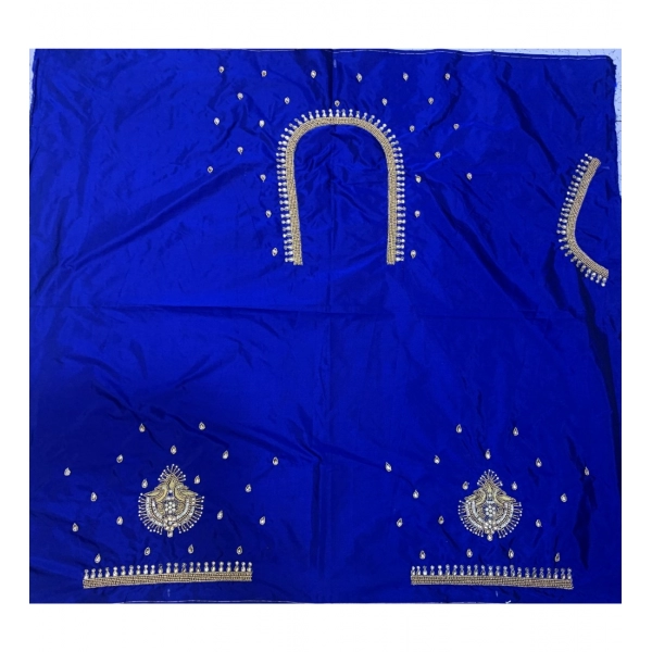 Dropship Women's Cotton Silk Self Design Unstitched Blouse Piece (Blue, 80-100 cm)