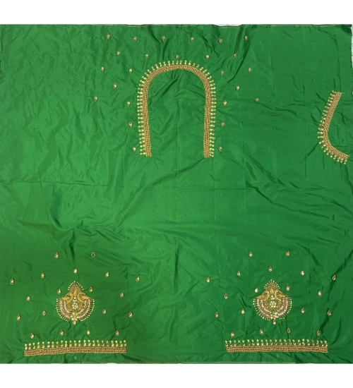 Women's Cotton Silk Self Design Unstitched Blouse Piece (Green, 80-100 cm)