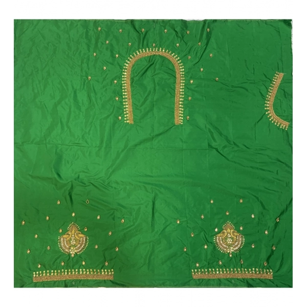 Dropship Women's Cotton Silk Self Design Unstitched Blouse Piece (Green, 80-100 cm)