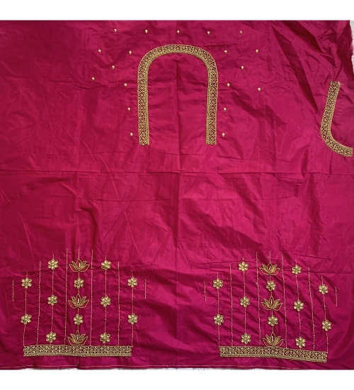 Women's Cotton Silk Self Design Unstitched Blouse Piece (Pink, 80-100 cm)