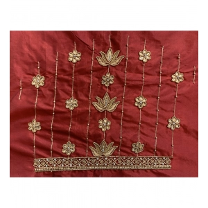 Generic Women's Cotton Silk Self Design Unstitched Blouse Piece (Maroon, 80-100 cm)