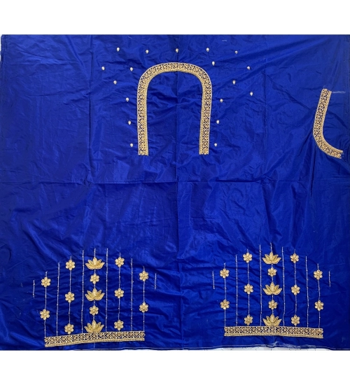 Women's Cotton Silk Self Design Unstitched Blouse Piece (Blue, 80-100 cm)