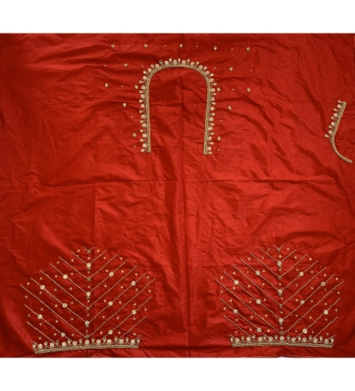 Women's Cotton Silk Self Design Unstitched Blouse Piece (Red, 80-100 cm)