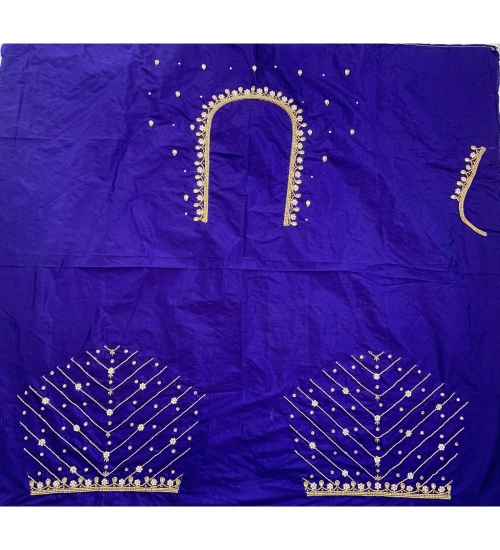 Women's Cotton Silk Self Design Unstitched Blouse Piece (Blue, 80-100 cm)