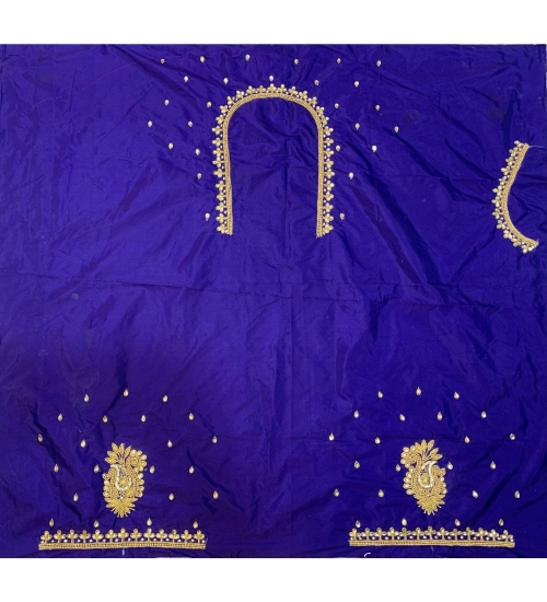 Women's Cotton Silk Self Design Unstitched Blouse Piece (Blue, 80-100 cm)