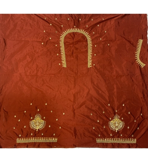 Women's Cotton Silk Self Design Unstitched Blouse Piece (Maroon, 80-100 cm)