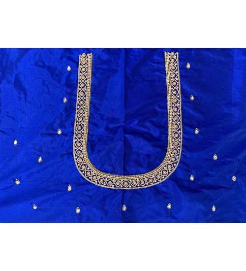 Women's Cotton Silk Self Design Unstitched Blouse Piece (Blue, 80-100 cm)