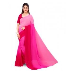 Generic Women's Georgette Printed Saree With Unstitched Blouse (Pink, 5-6 Mtrs)