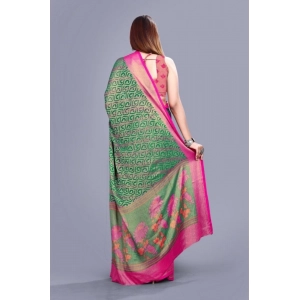 Generic Women's Viscose Rayon Printed Saree With Unstitched Blouse (Rama)