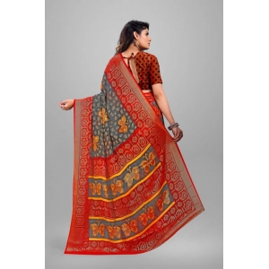 Generic Women's Viscose Rayon Printed Saree With Unstitched Blouse (Grey)