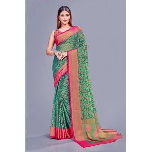 Generic Women's Viscose Rayon Printed Saree With Unstitched Blouse (Rama)