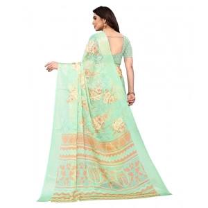 Generic Women's Viscose Rayon Printed Saree With Unstitched Blouse (Pista)
