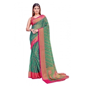 Generic Women's Viscose Rayon Printed Saree With Unstitched Blouse (Rama)
