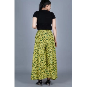 Generic Women's Cotton Printed Elastic Palazzo Pant (Green, Free Size)