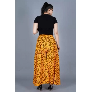 Generic Women's Cotton Printed Elastic Palazzo Pant (Yellow, Free Size)