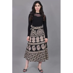 Generic Women's Cotton Printed Wrap Around Maxi Skirt (Multicolor, Free Size)