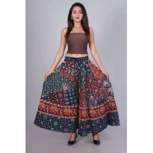 Generic Women's Cotton Jaipur Printed Elastic Palazzo Pant (Blue, Free Size)