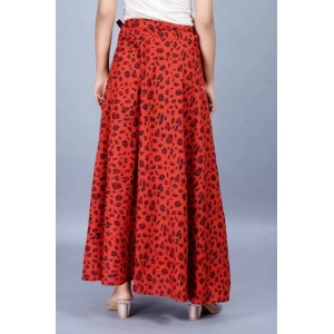 Generic Women's Cotton Printed Wrap Around Maxi Skirt (Red, Free Size)