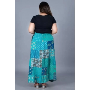 Generic Women's Rayon Printed Elastic Skirt (Multicolor, Free Size)